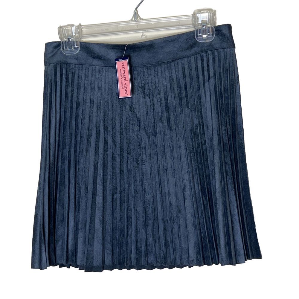 NEW‎ Vineyard Vines Soft Size 2 Faux Suede Skirt Accordion Pleated Condor Gray